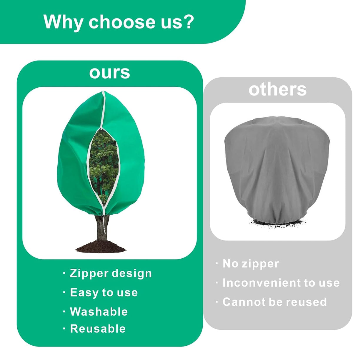 6 PCS Plant Covers Freeze Protection with Zipper Drawstring, 47.2"x31.5"