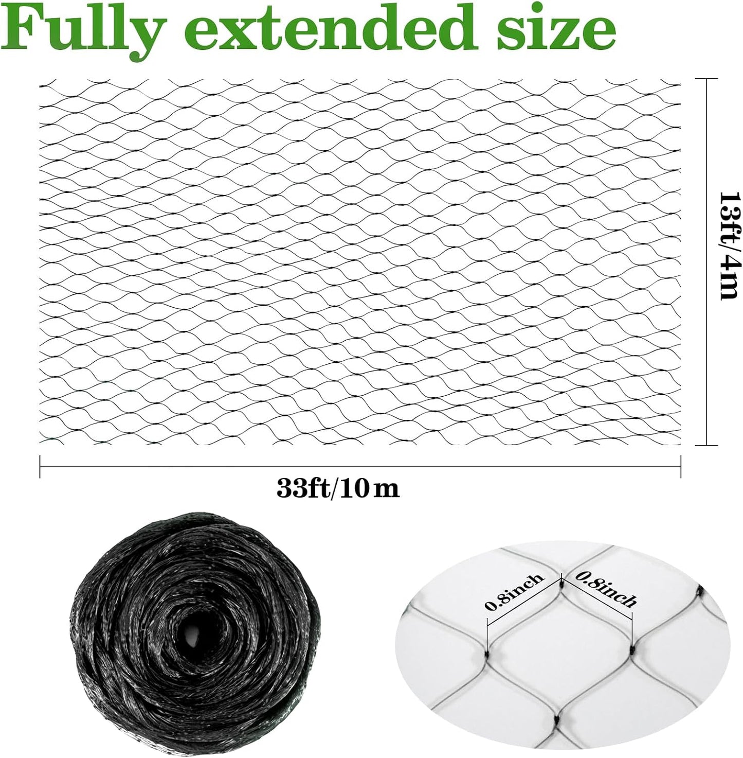 MAQIHAN 13x33ft Bird Netting for Garden - Mesh Net for Garden Protection