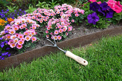 Dewit Cultivator Hand Tiller - 3-Tine, Short Handle, Works as Hoe - 11.5 in - Steel/Wood