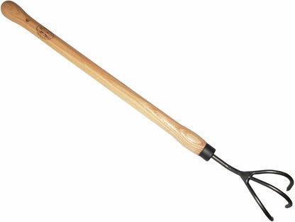 Dewit Cultivator Hand Tiller - 3-Tine, Short Handle, Works as Hoe - 11.5 in - Steel/Wood