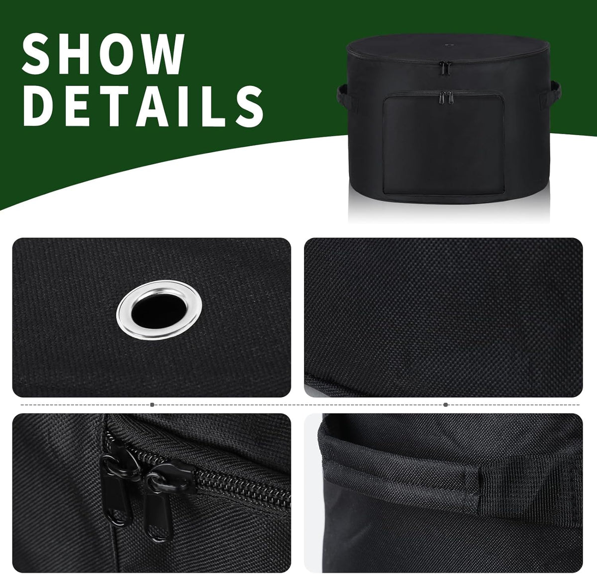 Garden Water Hose Holder Storage Bag Pot，Water Hose Hider，Holds 150 ft Hose ,Bottom With Drain Holes，Patio and Indoor-Black