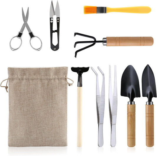 9 Pcs Basic Bonsai Tools Set, Bonsai Tree Kit, Mini Garden Tools