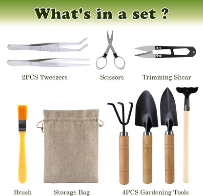9 Pcs Basic Bonsai Tools Set, Bonsai Tree Kit, Mini Garden Tools