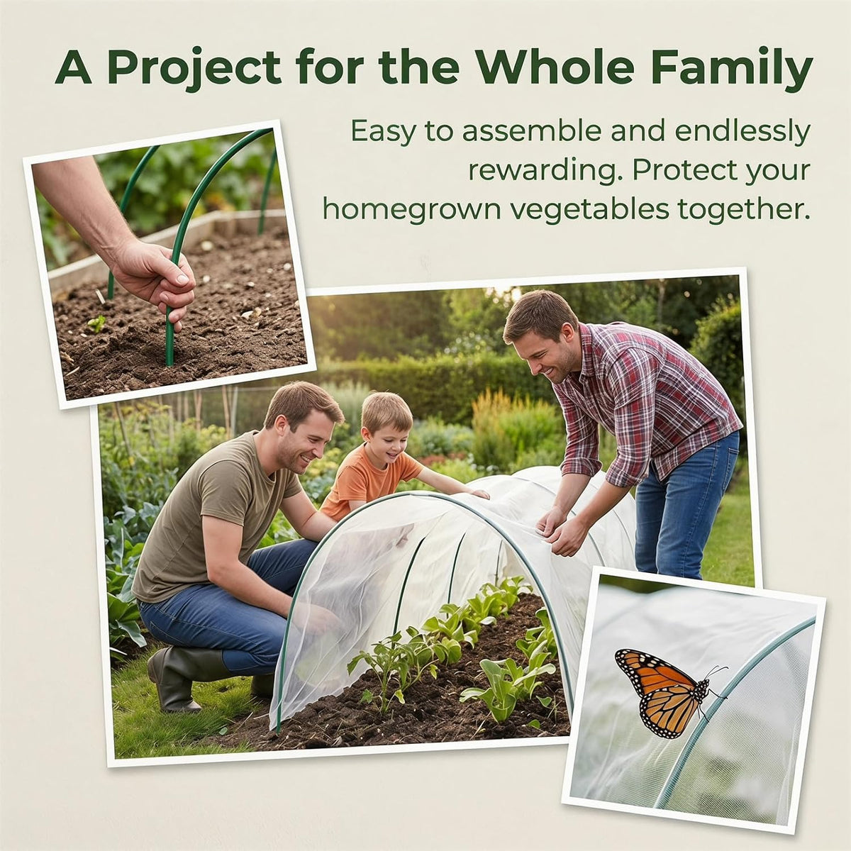 Garden Netting Kit, 10x30FT Ultra Fine Mesh Netting & 6 Sets 8FT Garden Hoops, Bird & Insect Netting for Garden Plant Covers, Garden Netting Kit for Raised Beds Greenhouse Row Cover Animal Protection