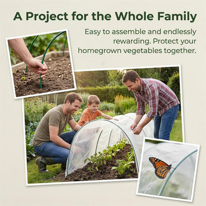 Garden Netting Kit, 10x30FT Ultra Fine Mesh Netting & 6 Sets 8FT Garden Hoops, Bird & Insect Netting for Garden Plant Covers, Garden Netting Kit for Raised Beds Greenhouse Row Cover Animal Protection