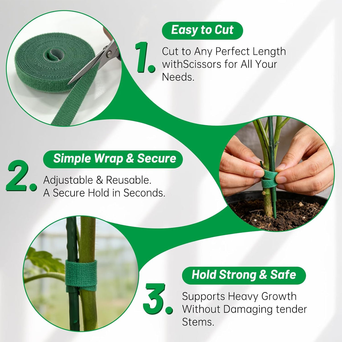 10 Plant Support Stakes for Indoor Plants with Clips & Plant Tie