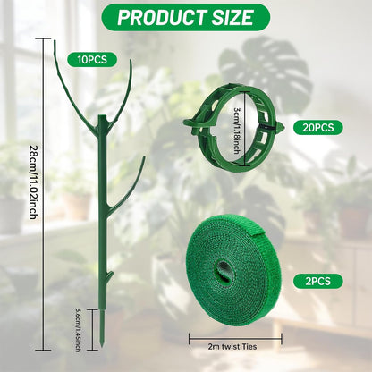 10 Plant Support Stakes for Indoor Plants with Clips & Plant Tie