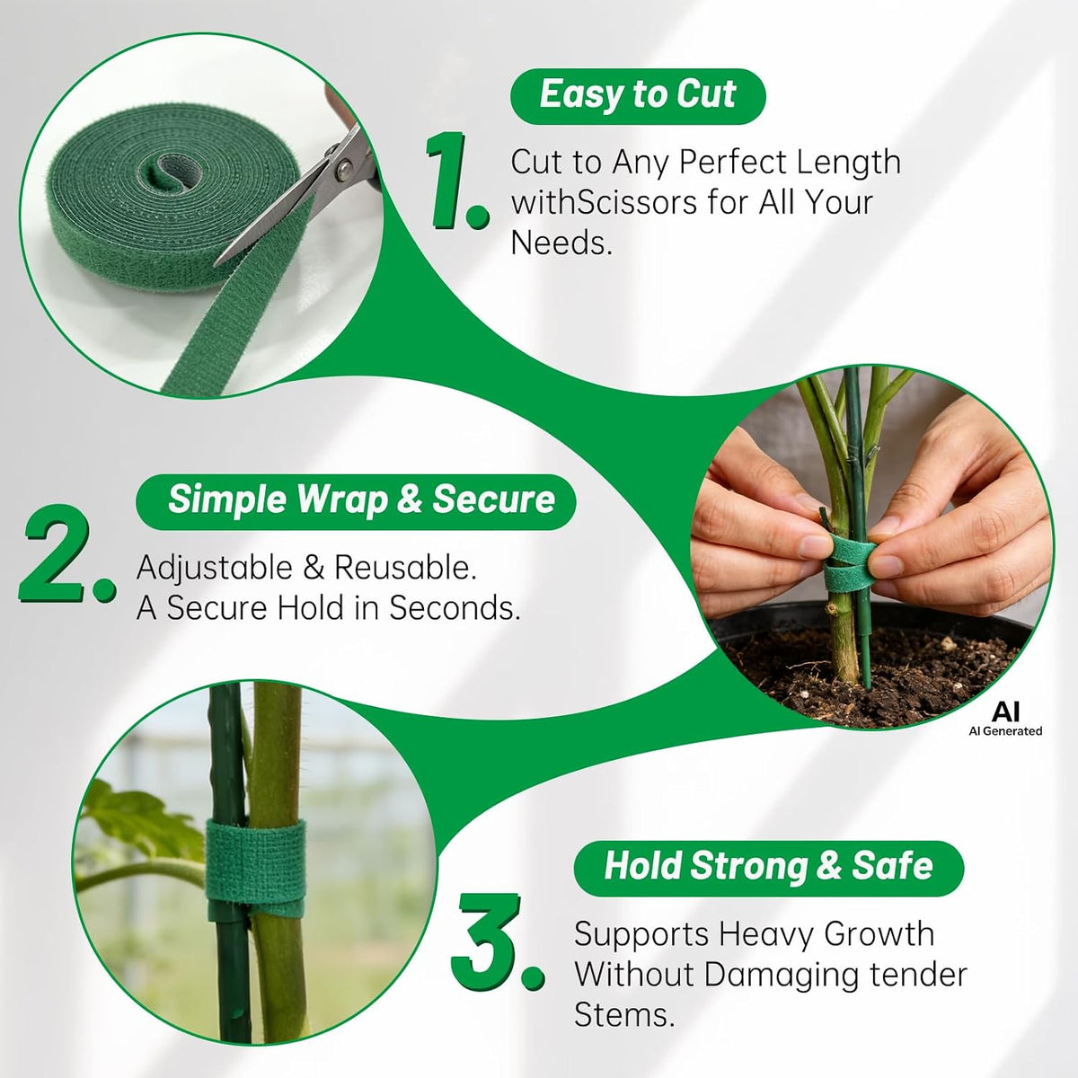 10 Plant Support Stakes for Indoor Plants with Clips & Plant Tie