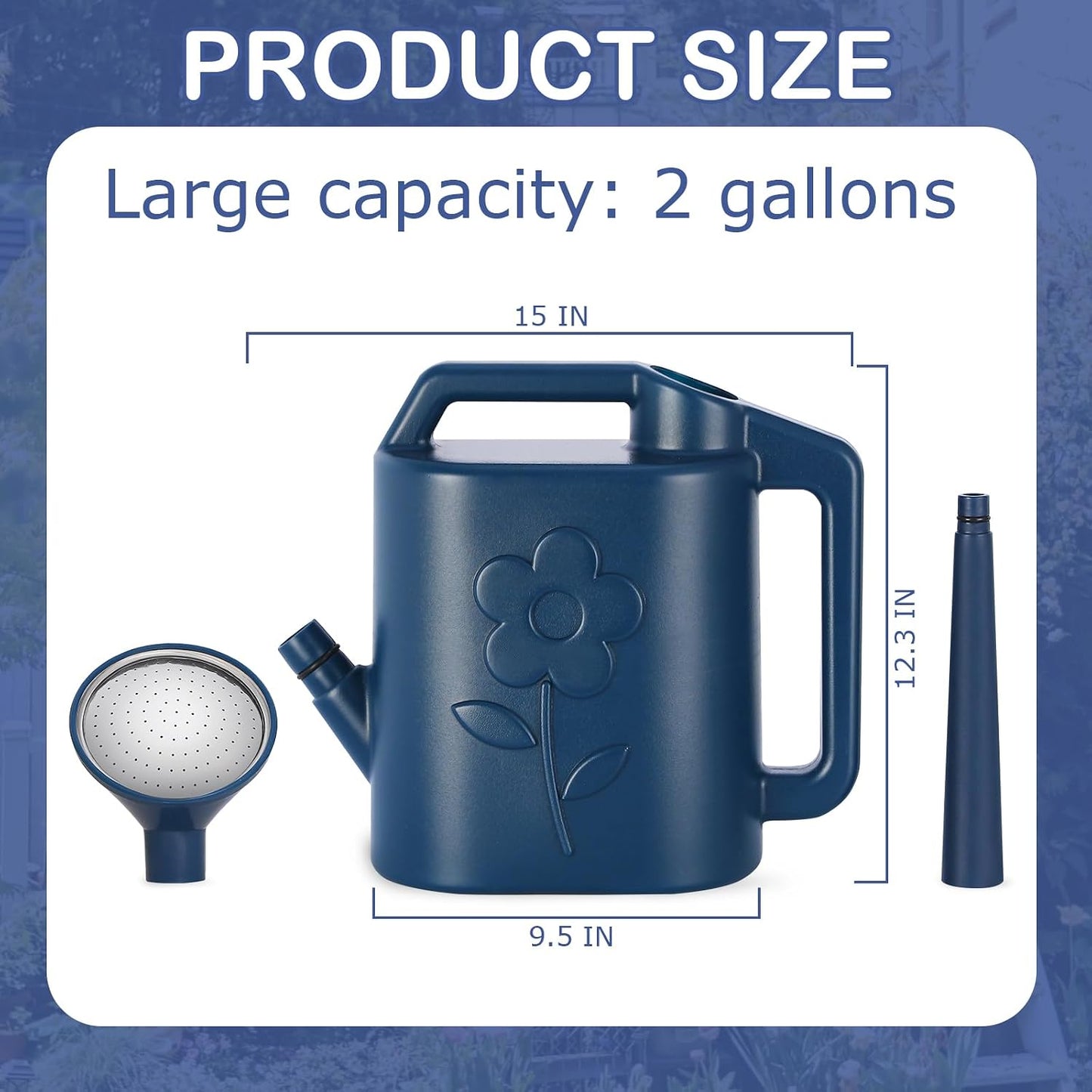 2.8L Watering Can for Indoor Plants, Garden Watering Cans for Outdoor Plant House Flower, Modern Plant Watering Can Large Long Spout with Sprinkler Head