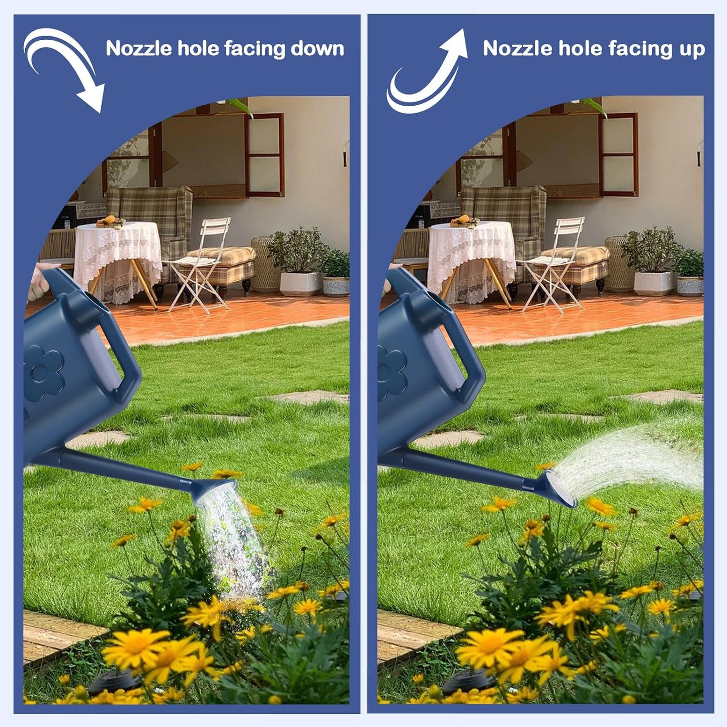 2.8L Watering Can for Indoor Plants, Garden Watering Cans for Outdoor Plant House Flower, Modern Plant Watering Can Large Long Spout with Sprinkler Head