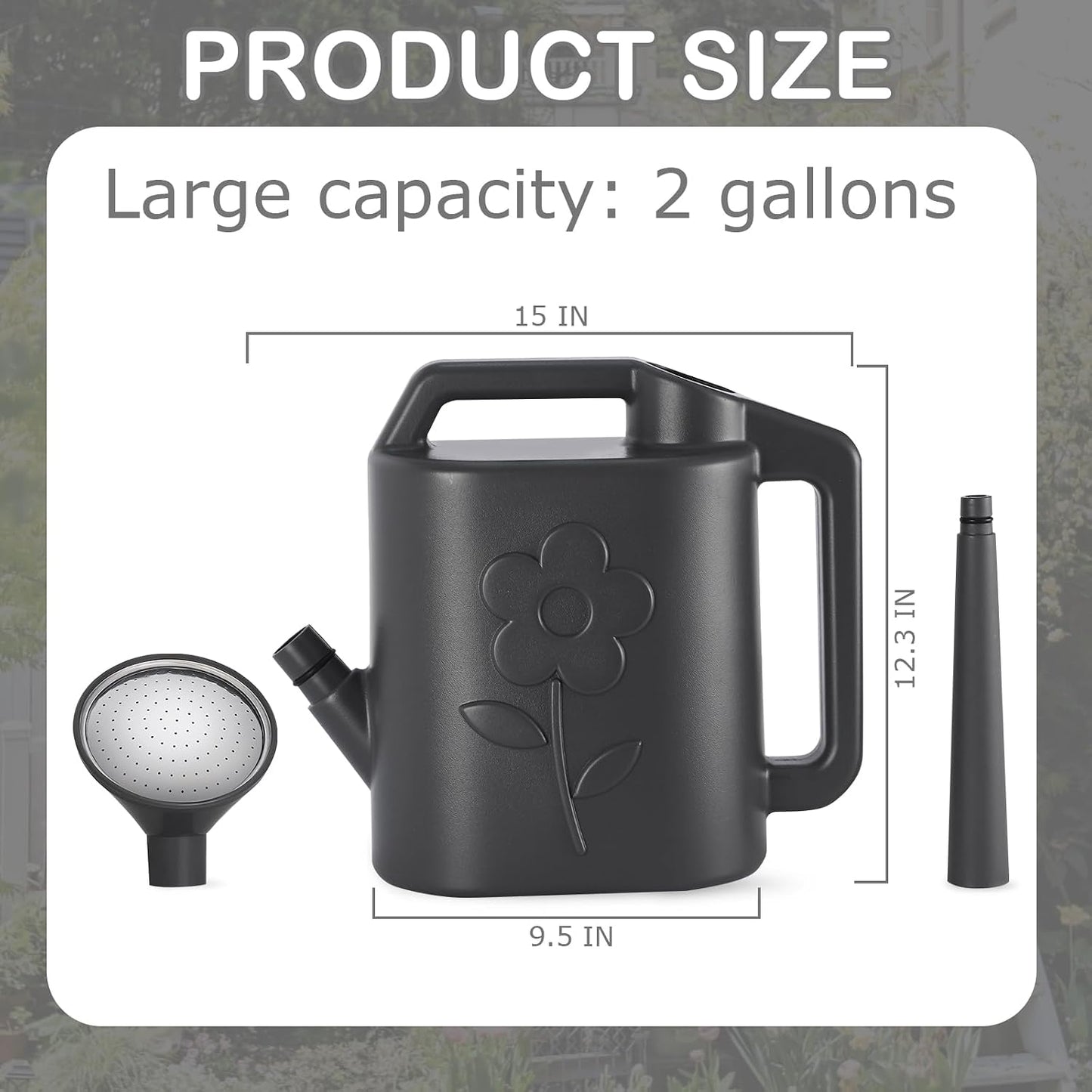 2.8L Watering Can for Indoor Plants, Garden Watering Cans for Outdoor Plant House Flower, Modern Plant Watering Can Large Long Spout with Sprinkler Head