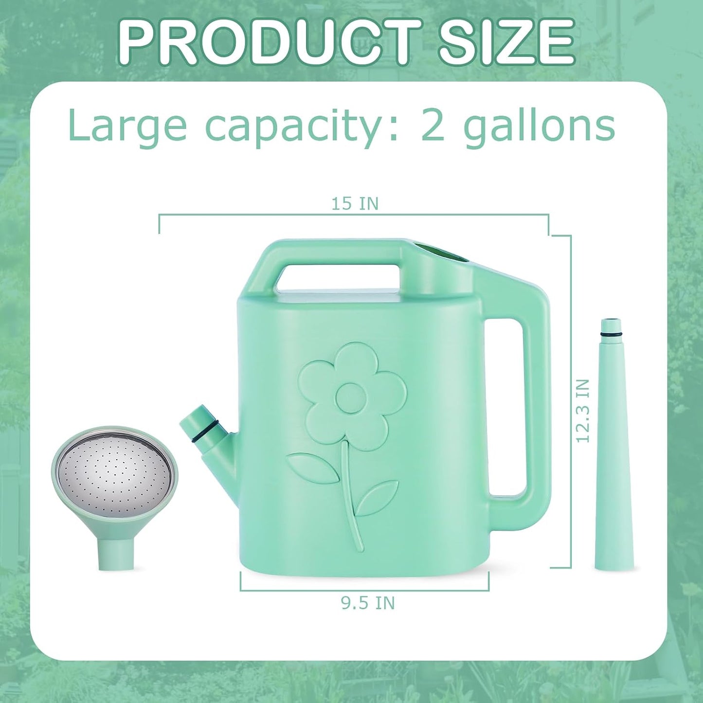 2.8L Watering Can for Indoor Plants, Garden Watering Cans for Outdoor Plant House Flower, Modern Plant Watering Can Large Long Spout with Sprinkler Head