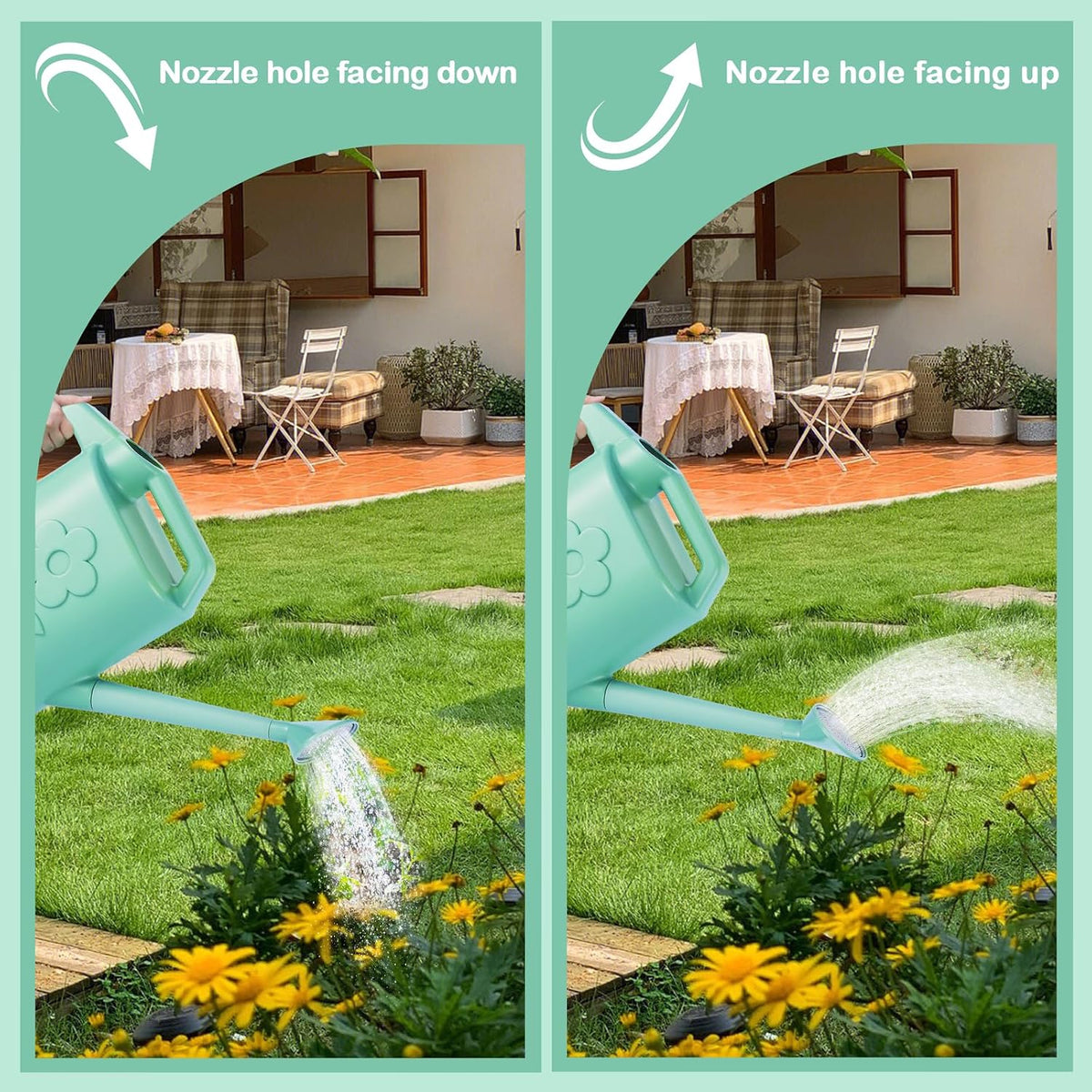 2.8L Watering Can for Indoor Plants, Garden Watering Cans for Outdoor Plant House Flower, Modern Plant Watering Can Large Long Spout with Sprinkler Head