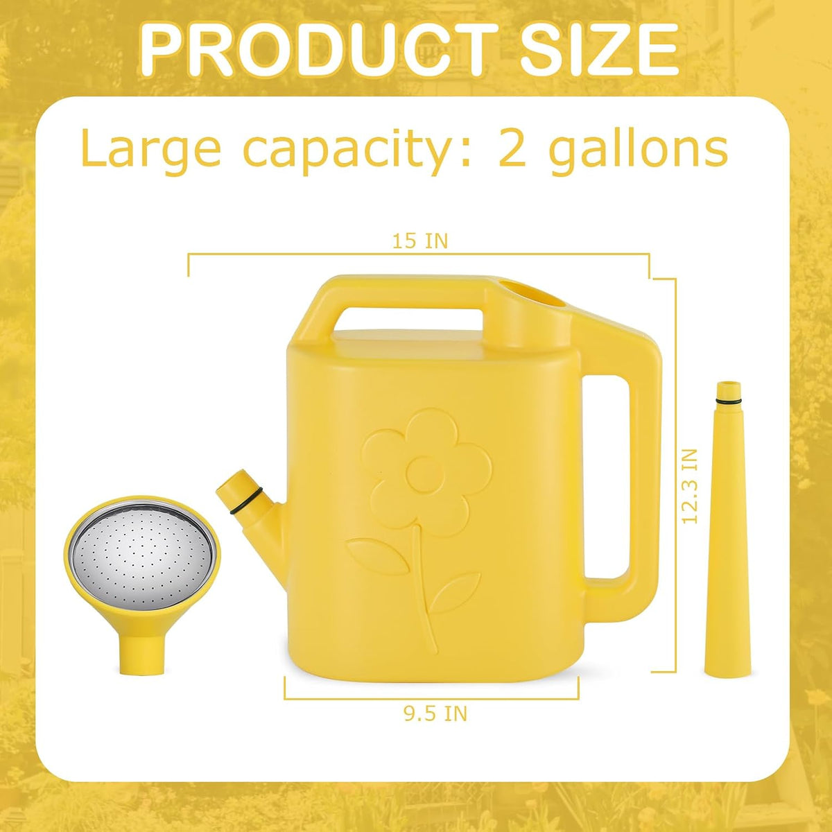 2.8L Watering Can for Indoor Plants, Garden Watering Cans for Outdoor Plant House Flower, Modern Plant Watering Can Large Long Spout with Sprinkler Head