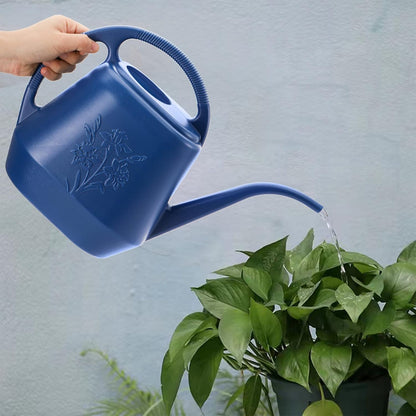 1-Gallon Plastic Watering Can with Comfortable Handle, Garden Watering Cans Long Spout for Indoor Outdoor Watering Plants, Blue
