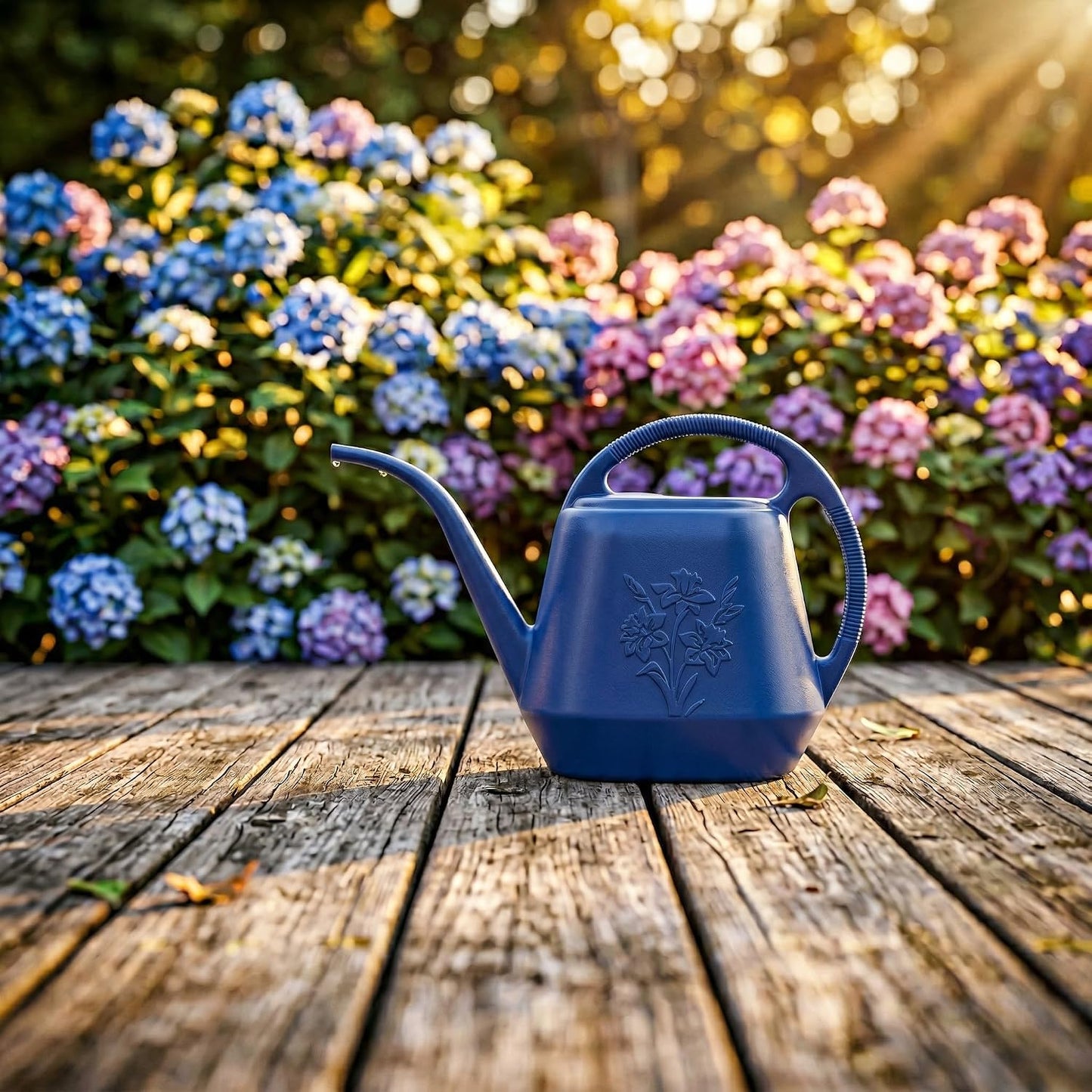 1-Gallon Plastic Watering Can with Comfortable Handle, Garden Watering Cans Long Spout for Indoor Outdoor Watering Plants, Blue
