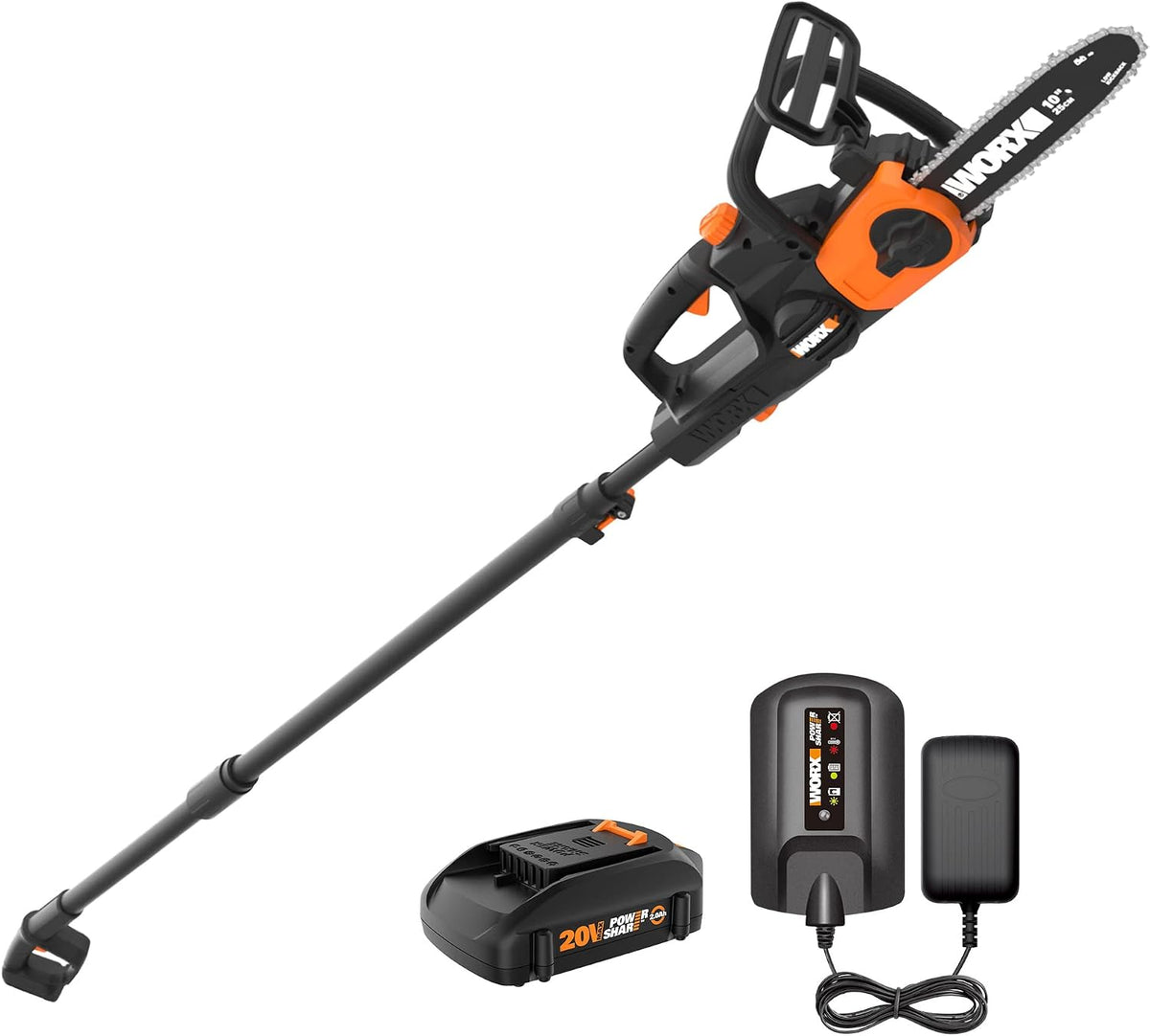 Cordless Chainsaw, 20V 10" 2-in-1 Pole Saw with Auto-Tension, WG323