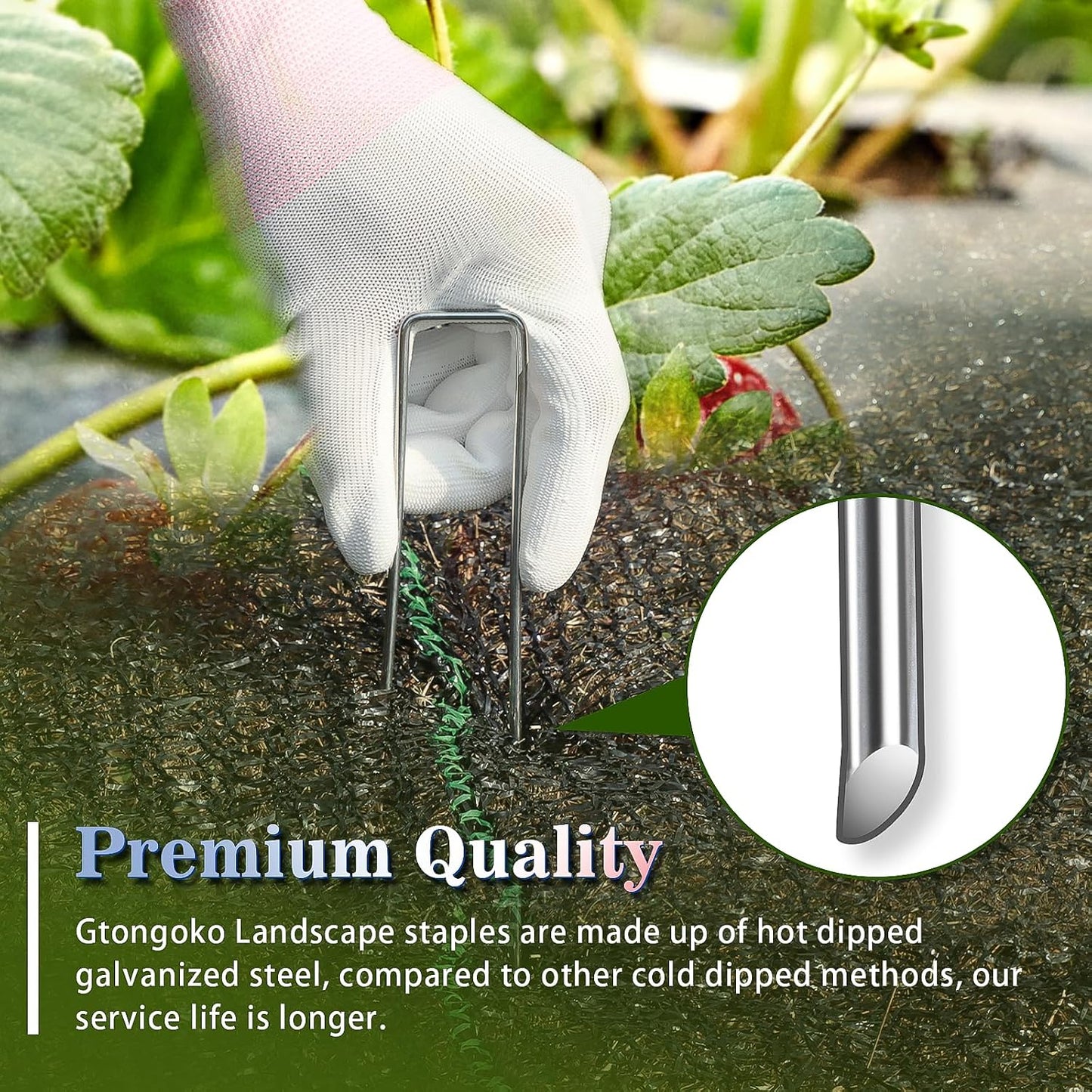 50 Pack Landscape Staples 4 Inch Galvanized Garden Stakes, 12 Gauge Heavy Duty Sod Staples for Weed Barrier Fabric, Plant Covers, Netting, Irrigation Hose & Holiday Decorations