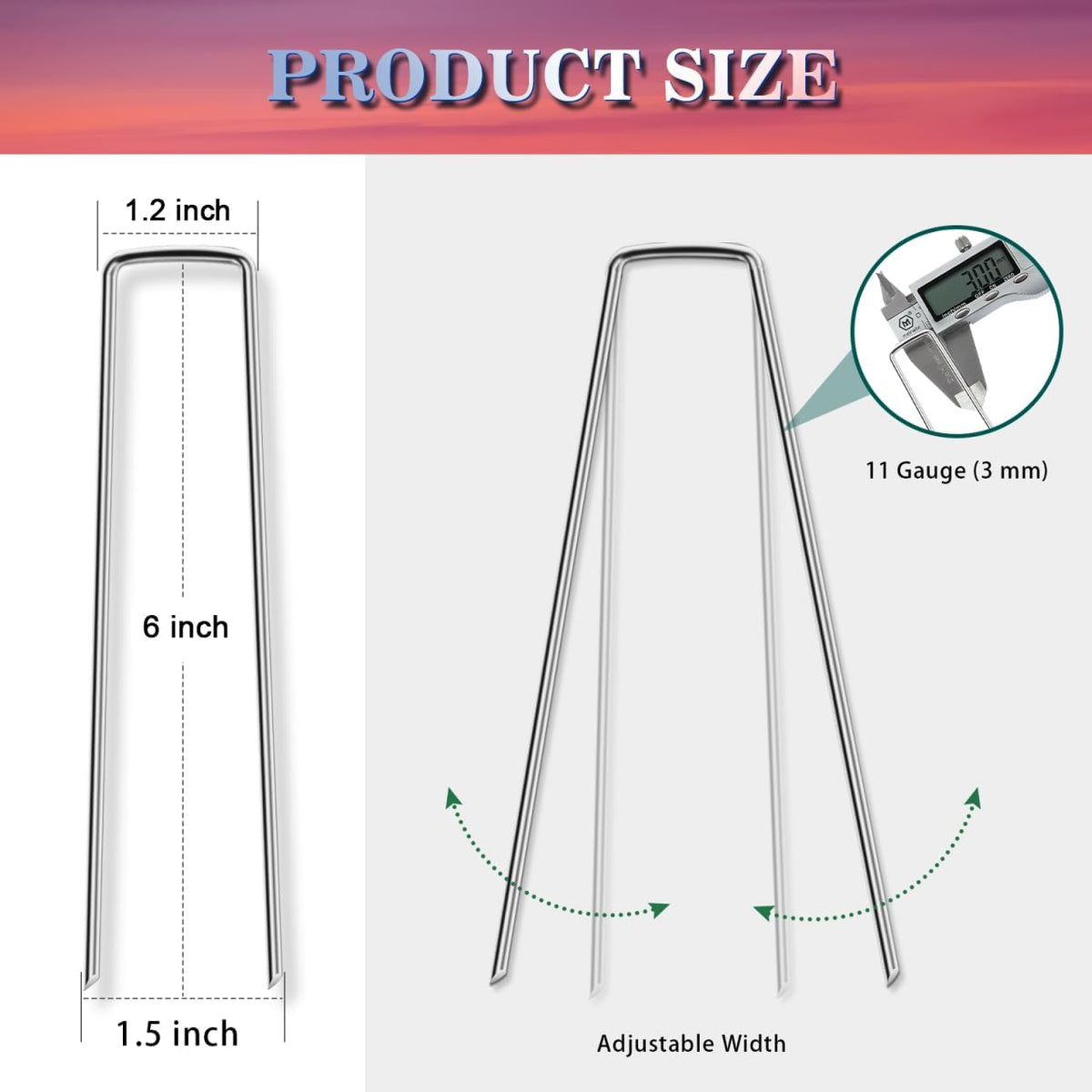 50 Pack Landscape Staples 4 Inch Galvanized Garden Stakes, 12 Gauge Heavy Duty Sod Staples for Weed Barrier Fabric, Plant Covers, Netting, Irrigation Hose & Holiday Decorations
