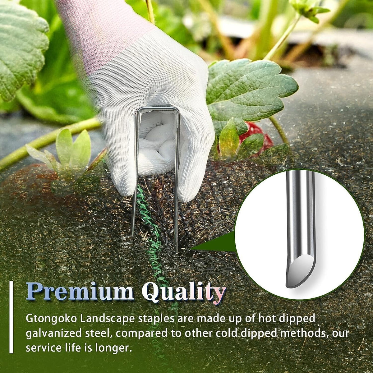 50 Pack Landscape Staples 4 Inch Galvanized Garden Stakes, 12 Gauge Heavy Duty Sod Staples for Weed Barrier Fabric, Plant Covers, Netting, Irrigation Hose & Holiday Decorations