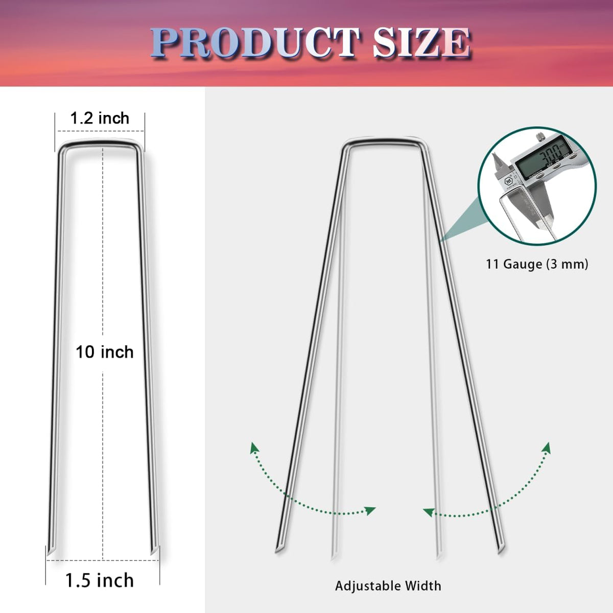 50 Pack Landscape Staples 4 Inch Galvanized Garden Stakes, 12 Gauge Heavy Duty Sod Staples for Weed Barrier Fabric, Plant Covers, Netting, Irrigation Hose & Holiday Decorations