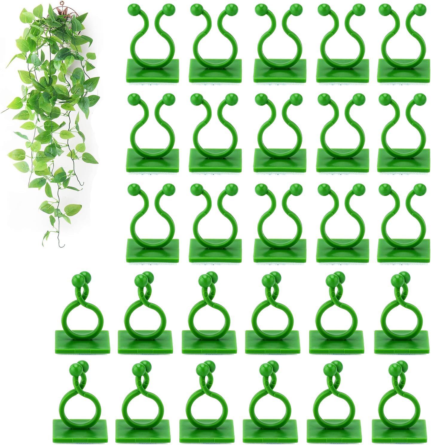 100Pcs Plant Climbing Wall Fixture Clips,Plant Fixer Invisible Wall Vines Fixing Clips Self-Adhesive Clips Plant Vine Traction for Indoor Outdoor Decoration and Cable Wire Fixing (Green)