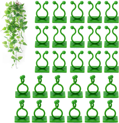 100Pcs Plant Climbing Wall Fixture Clips,Plant Fixer Invisible Wall Vines Fixing Clips Self-Adhesive Clips Plant Vine Traction for Indoor Outdoor Decoration and Cable Wire Fixing (Green)