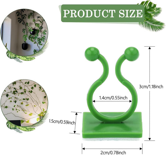 100Pcs Plant Climbing Wall Fixture Clips,Plant Fixer Invisible Wall Vines Fixing Clips Self-Adhesive Clips Plant Vine Traction for Indoor Outdoor Decoration and Cable Wire Fixing (Green)