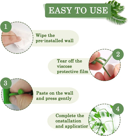 100Pcs Plant Climbing Wall Fixture Clips,Plant Fixer Invisible Wall Vines Fixing Clips Self-Adhesive Clips Plant Vine Traction for Indoor Outdoor Decoration and Cable Wire Fixing (Green)