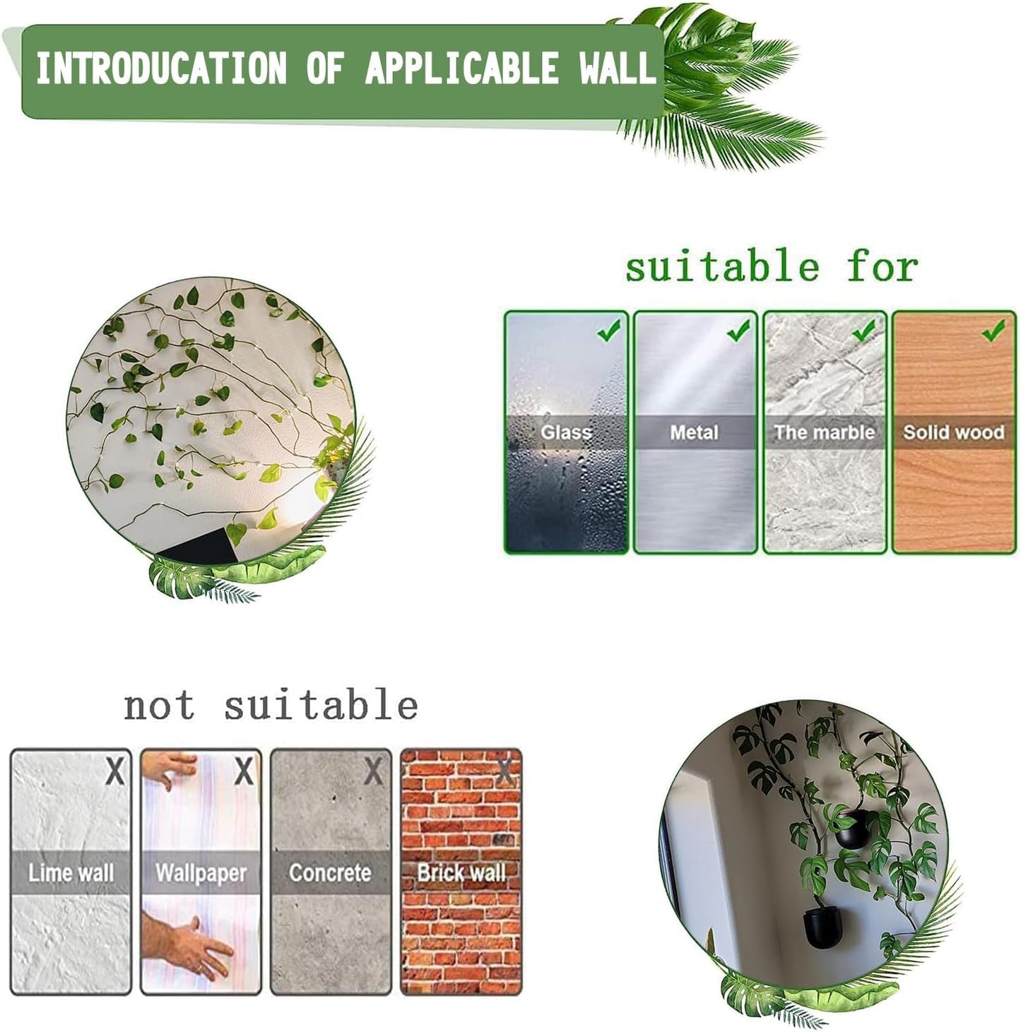 100Pcs Plant Climbing Wall Fixture Clips,Plant Fixer Invisible Wall Vines Fixing Clips Self-Adhesive Clips Plant Vine Traction for Indoor Outdoor Decoration and Cable Wire Fixing (Green)