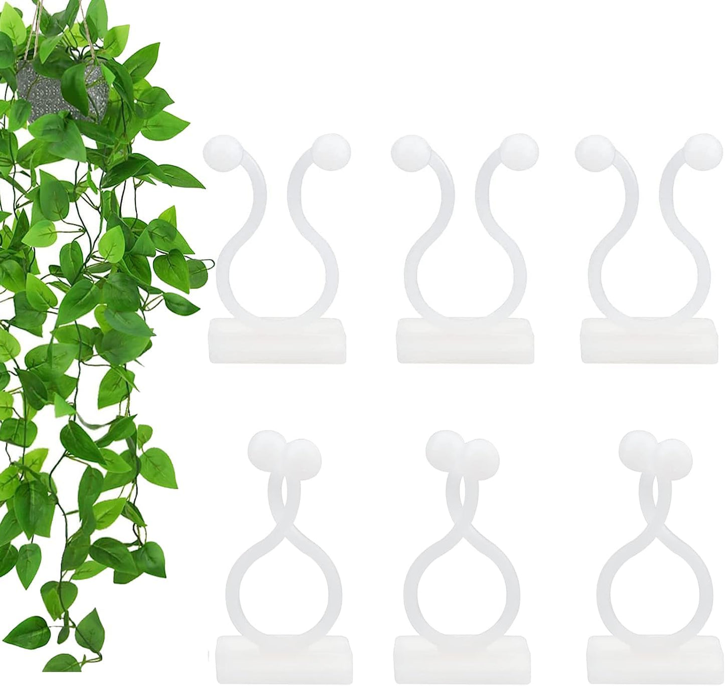100Pcs Plant Climbing Wall Fixture Clips,Plant Fixer Invisible Wall Vines Fixing Clips Self-Adhesive Clips Plant Vine Traction for Indoor Outdoor Decoration and Cable Wire Fixing (Green)