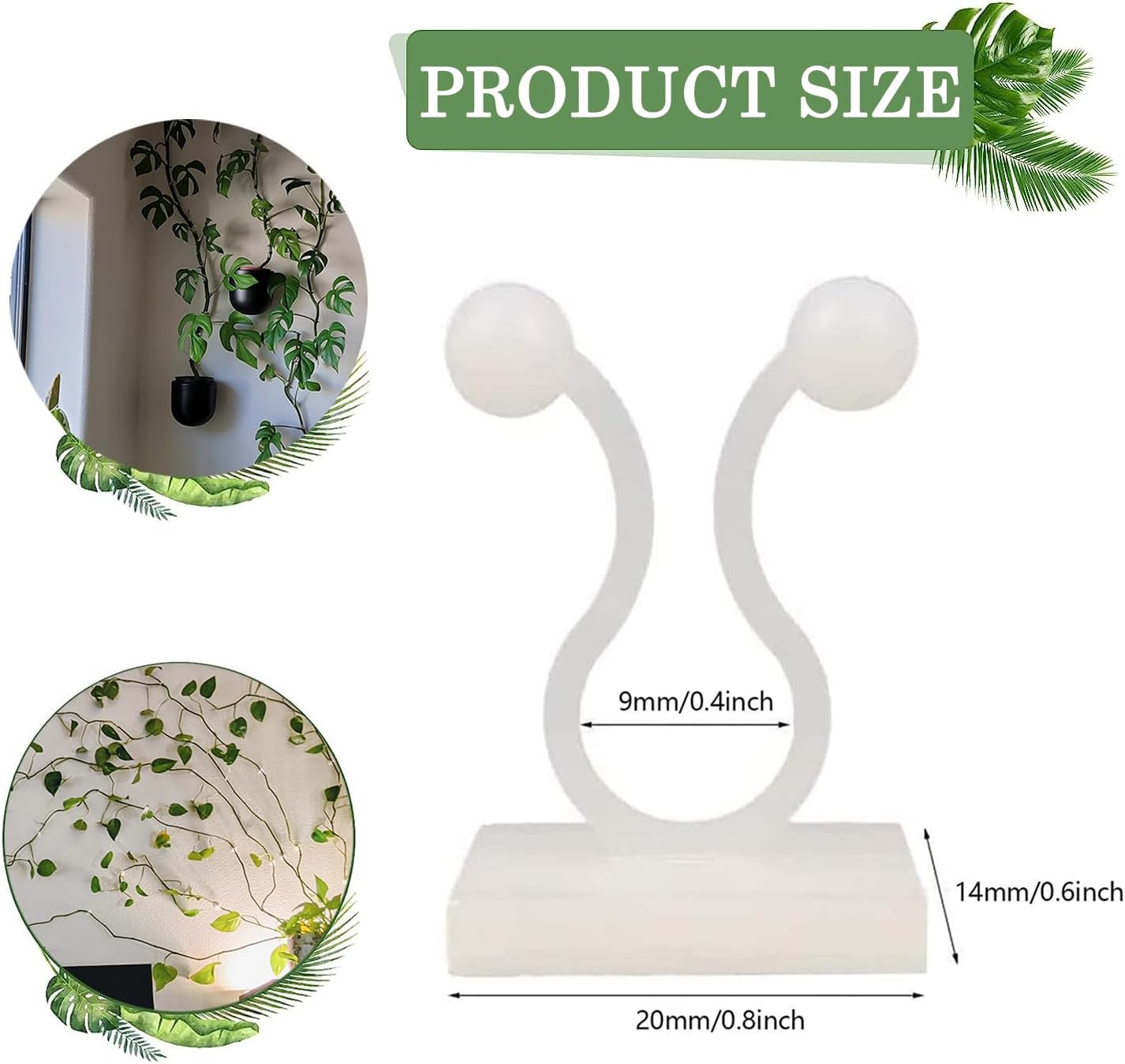 100Pcs Plant Climbing Wall Fixture Clips,Plant Fixer Invisible Wall Vines Fixing Clips Self-Adhesive Clips Plant Vine Traction for Indoor Outdoor Decoration and Cable Wire Fixing (Green)