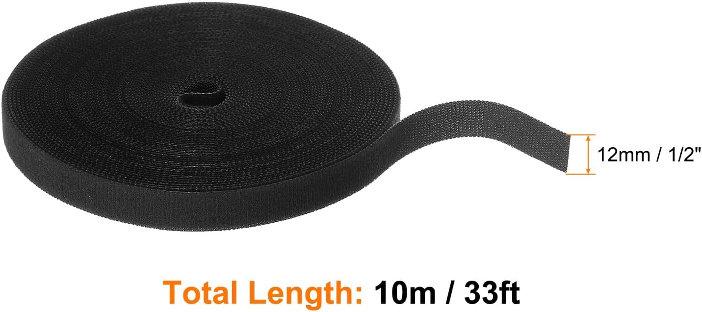 Garden Plant Tape 33ft 25/64" Reusable Garden Plant Ties Strap Nylon Plant Twist Tie for Plant Gardening Home Office, Black