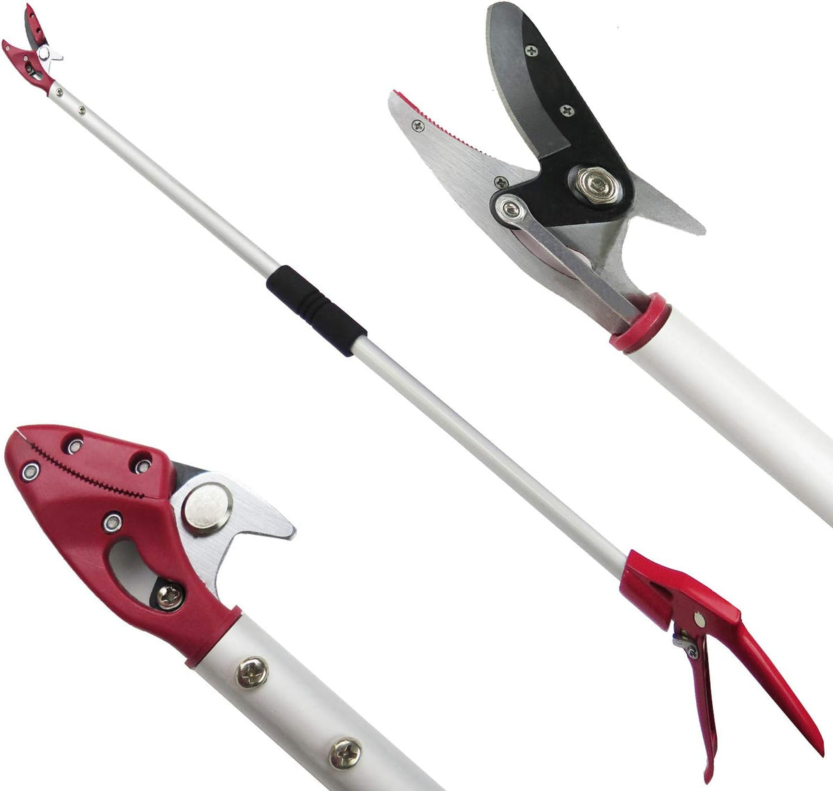 6FT Long Reach Pruner and Fruit Picker with Cut & Hold Feature, Lightweight 1.43lb Aluminum Pole with 90° Rotating Head, High Carbon Steel Sharp Blade, Ergonomic Tree Trimmer for High Branches