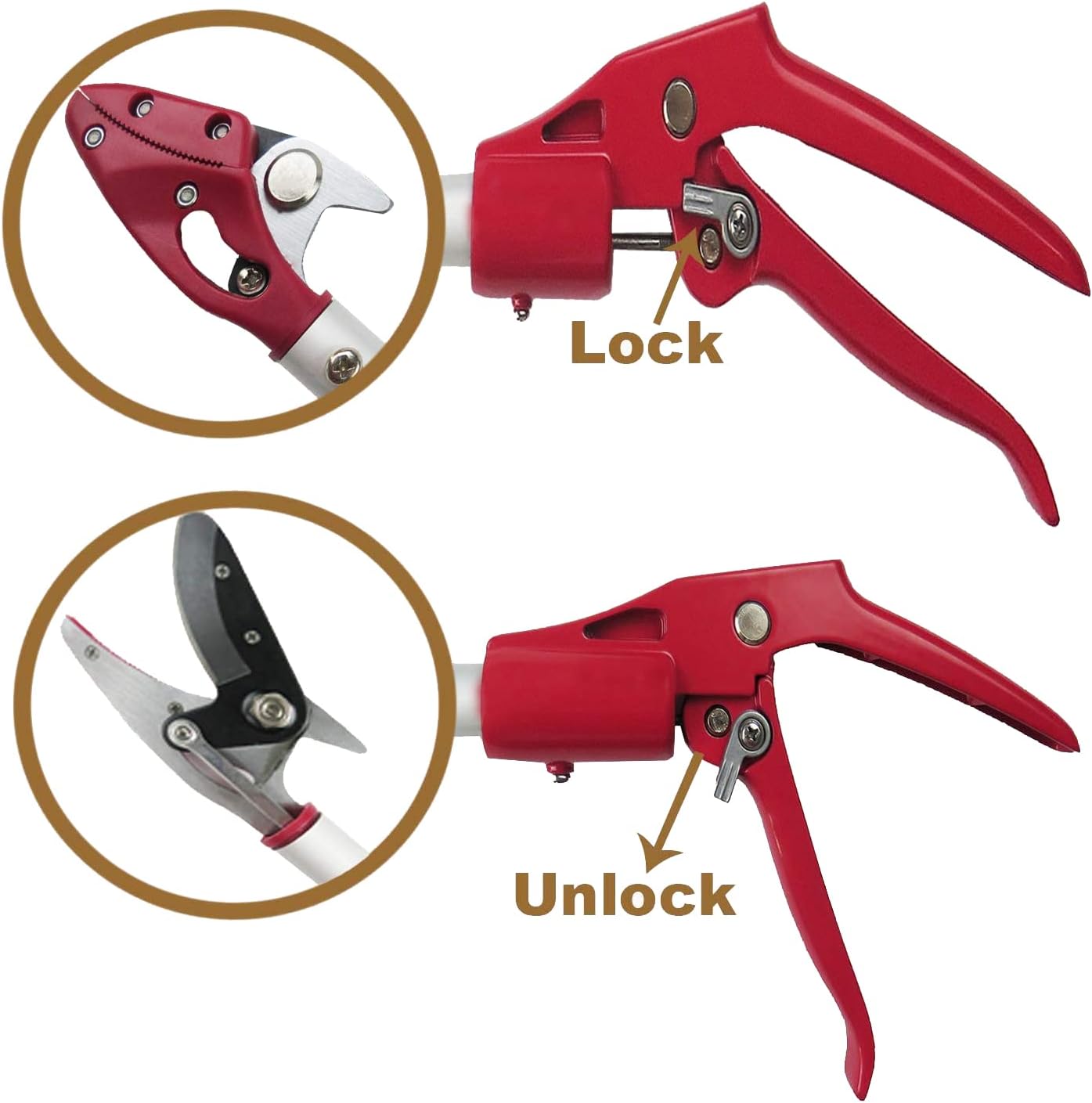 6FT Long Reach Pruner and Fruit Picker with Cut & Hold Feature, Lightweight 1.43lb Aluminum Pole with 90° Rotating Head, High Carbon Steel Sharp Blade, Ergonomic Tree Trimmer for High Branches
