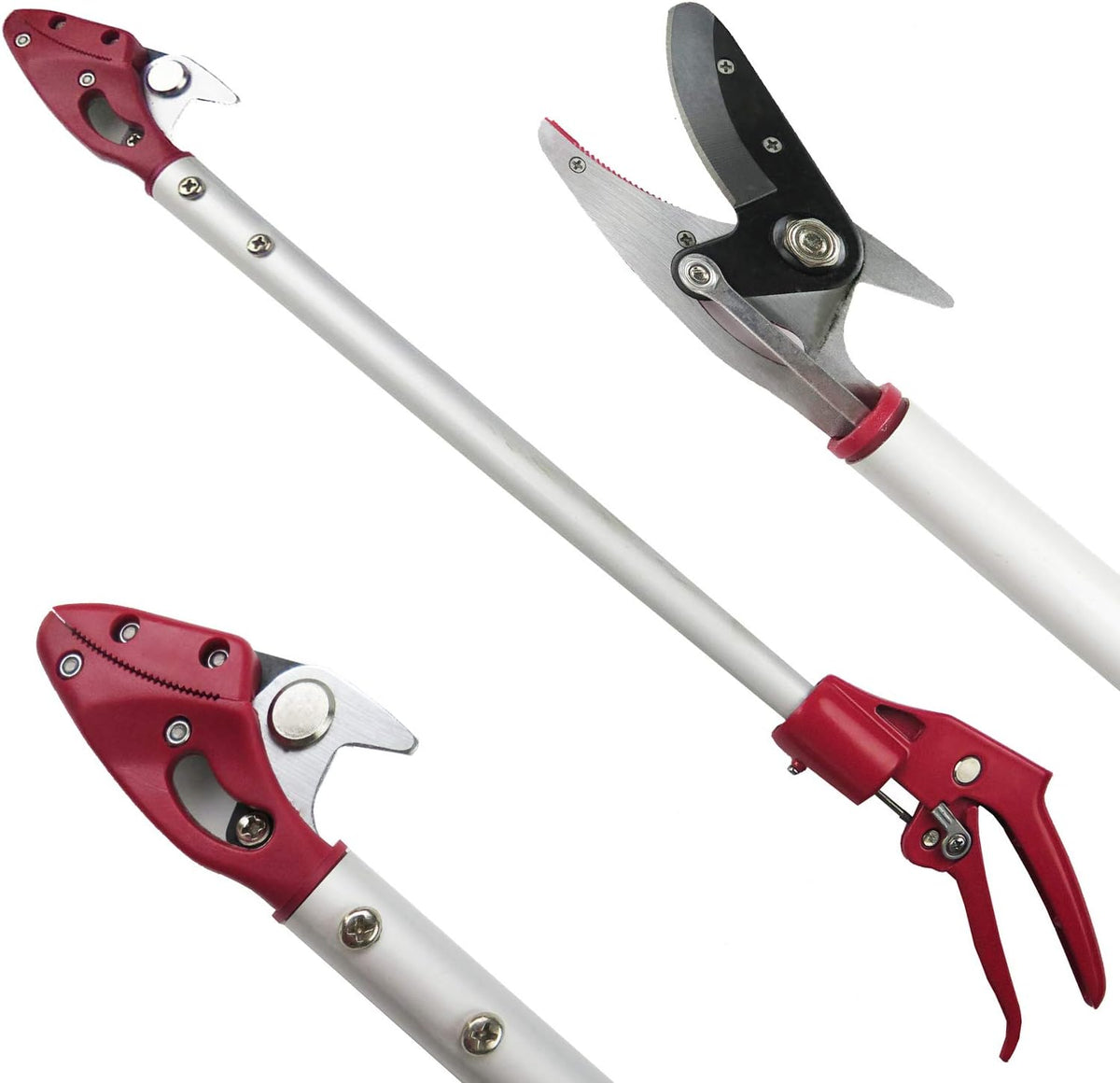 6FT Long Reach Pruner and Fruit Picker with Cut & Hold Feature, Lightweight 1.43lb Aluminum Pole with 90° Rotating Head, High Carbon Steel Sharp Blade, Ergonomic Tree Trimmer for High Branches