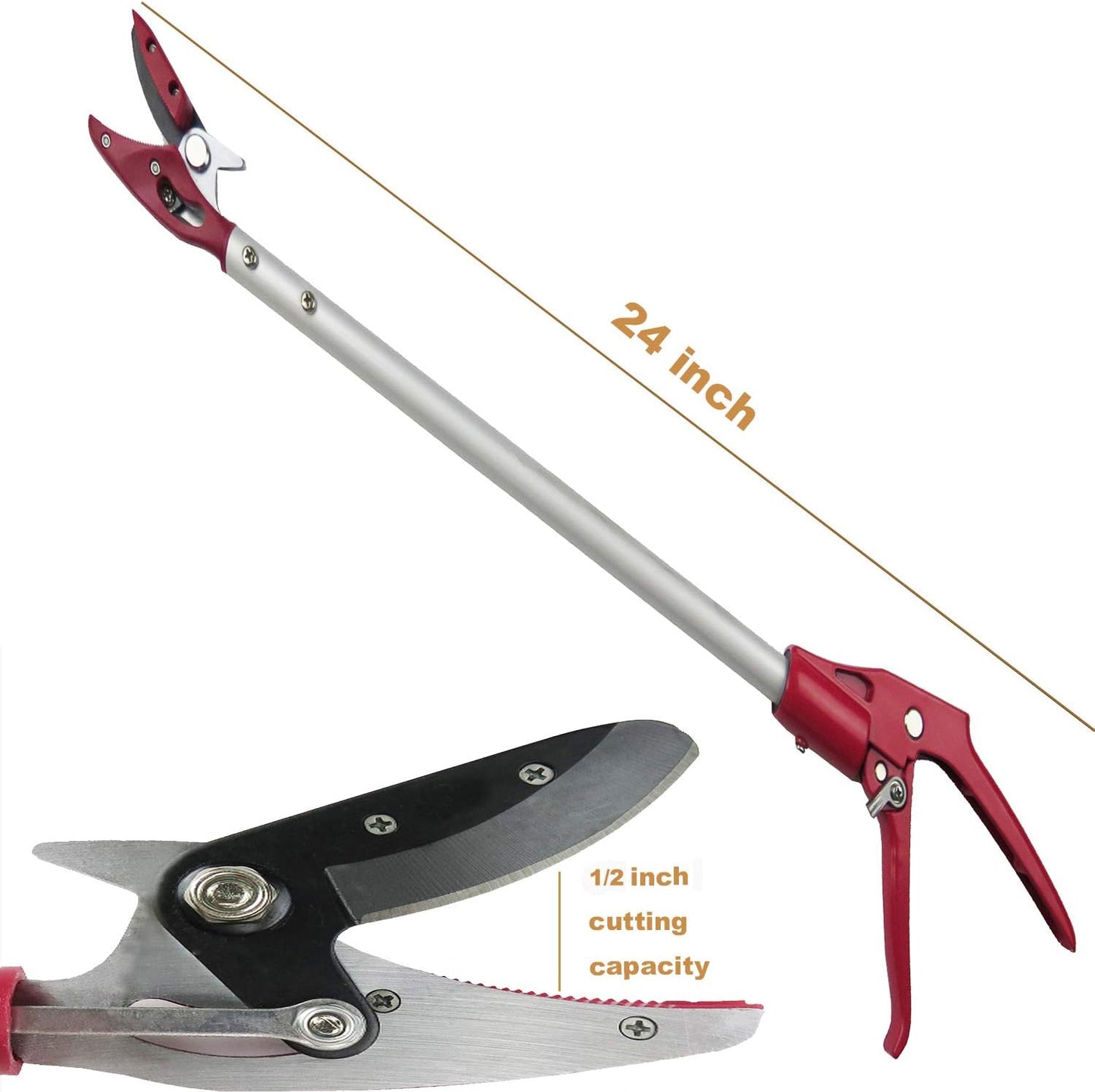 6FT Long Reach Pruner and Fruit Picker with Cut & Hold Feature, Lightweight 1.43lb Aluminum Pole with 90° Rotating Head, High Carbon Steel Sharp Blade, Ergonomic Tree Trimmer for High Branches