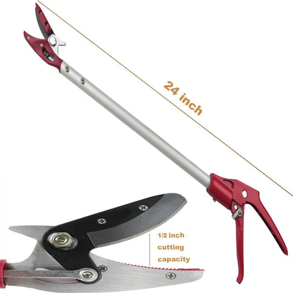 6FT Long Reach Pruner and Fruit Picker with Cut & Hold Feature, Lightweight 1.43lb Aluminum Pole with 90° Rotating Head, High Carbon Steel Sharp Blade, Ergonomic Tree Trimmer for High Branches