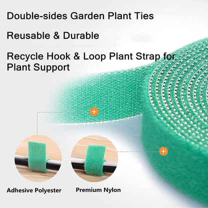 Kecoya 100 Feet Green Garden Tape Plant Ties for Climbing Plant Garden Ties Plant Tape, 1/2'' Wide Reusable Garden Tape Plant Support for Climbing Plants, Flowers, Vine, Tomato Ties Adjustable.