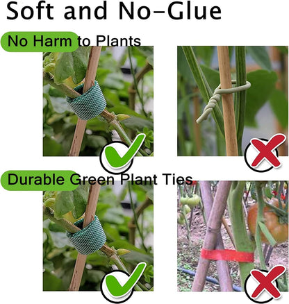 Kecoya 100 Feet Green Garden Tape Plant Ties for Climbing Plant Garden Ties Plant Tape, 1/2'' Wide Reusable Garden Tape Plant Support for Climbing Plants, Flowers, Vine, Tomato Ties Adjustable.