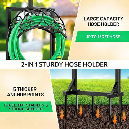 Garden Hose Holder,5 Spikes Water Hose Hanger for 150FT Hose