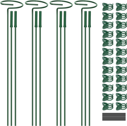 4.5mm Adjustable 12or24in Plant Stakes 4 Sets, Garden Supports with Clips