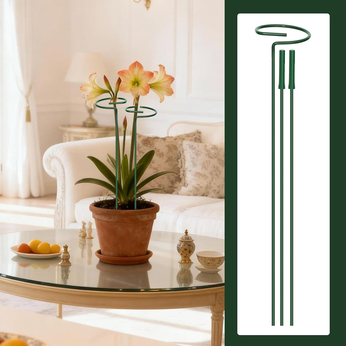 4.5mm Adjustable 12or24in Plant Stakes 4 Sets, Garden Supports with Clips