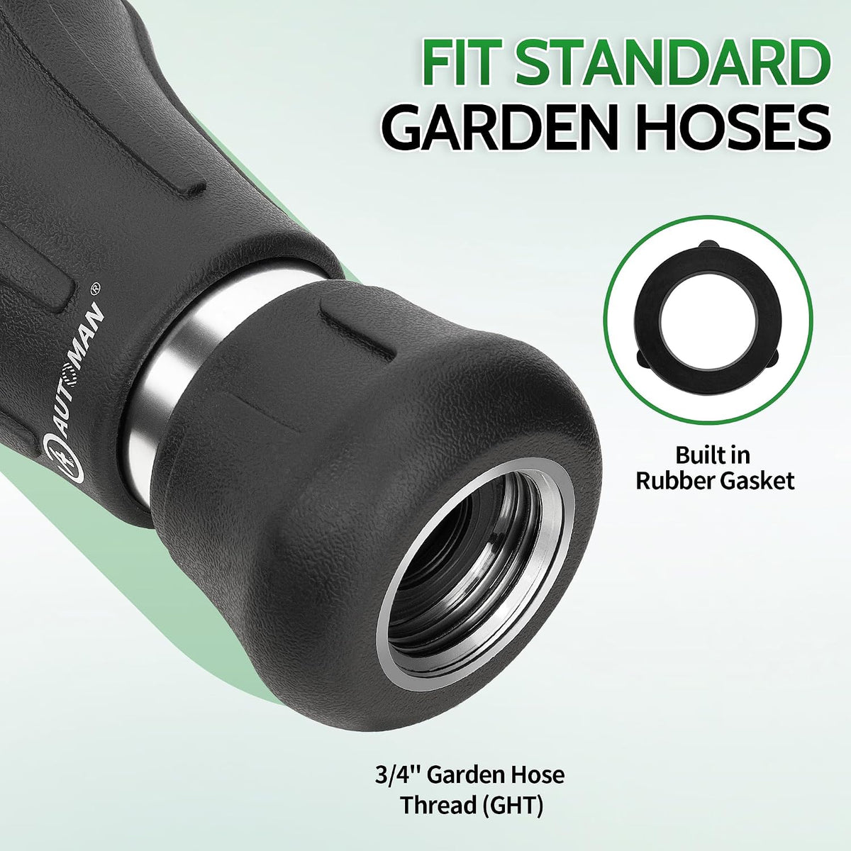 Garden Hose Nozzle Heavy Duty, Fireman Hose Nozzle, High Pressure Water Hose Sprayer Nozzle, Adjustable Spray Nozzles for Washing Car, Cleaning Ground, Watering Plants, Showing Pets