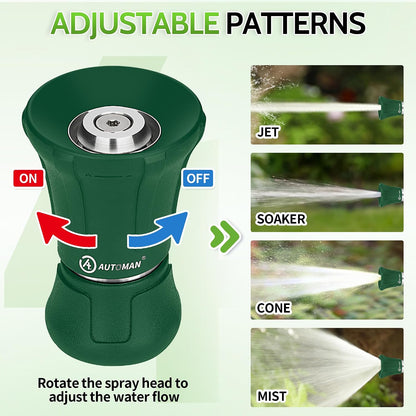 Garden Hose Nozzle Heavy Duty, Fireman Hose Nozzle, High Pressure Water Hose Sprayer Nozzle, Adjustable Spray Nozzles for Washing Car, Cleaning Ground, Watering Plants, Showing Pets