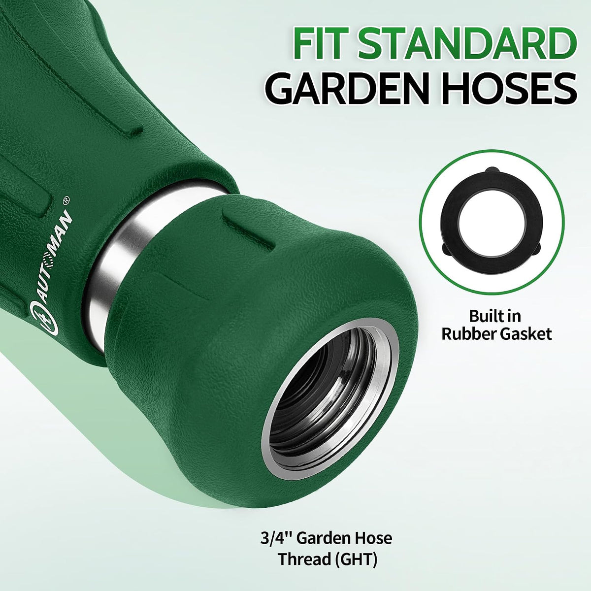 Garden Hose Nozzle Heavy Duty, Fireman Hose Nozzle, High Pressure Water Hose Sprayer Nozzle, Adjustable Spray Nozzles for Washing Car, Cleaning Ground, Watering Plants, Showing Pets