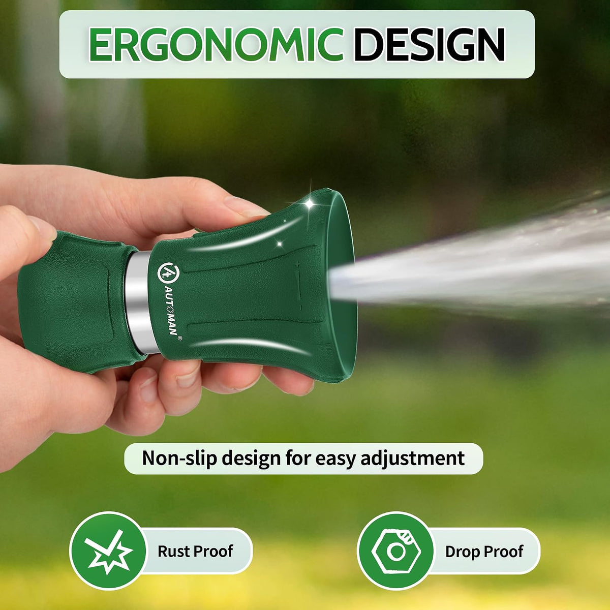 Garden Hose Nozzle Heavy Duty, Fireman Hose Nozzle, High Pressure Water Hose Sprayer Nozzle, Adjustable Spray Nozzles for Washing Car, Cleaning Ground, Watering Plants, Showing Pets