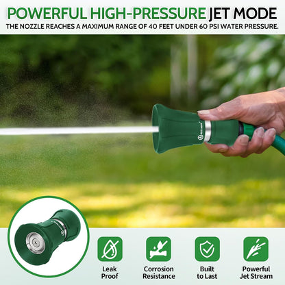 Garden Hose Nozzle Heavy Duty, Fireman Hose Nozzle, High Pressure Water Hose Sprayer Nozzle, Adjustable Spray Nozzles for Washing Car, Cleaning Ground, Watering Plants, Showing Pets