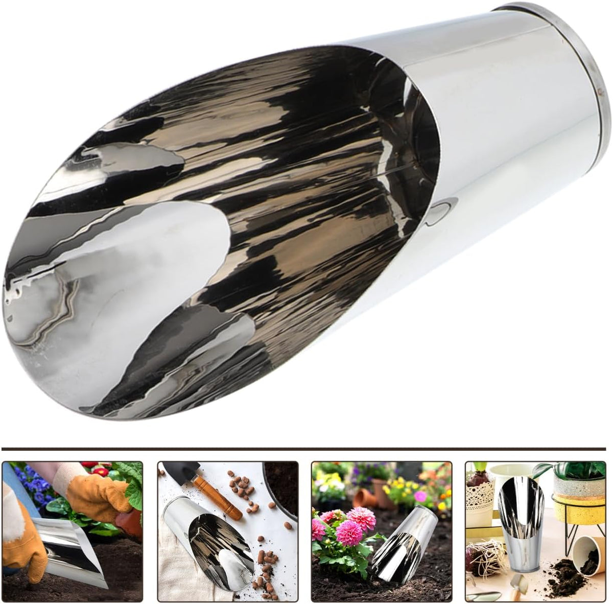 Bonsai Scoop: Stainless Steel Bucket Shovel Garden Potted Scoop for Garden Fertilizer Feed Scooper Gardening Supplies