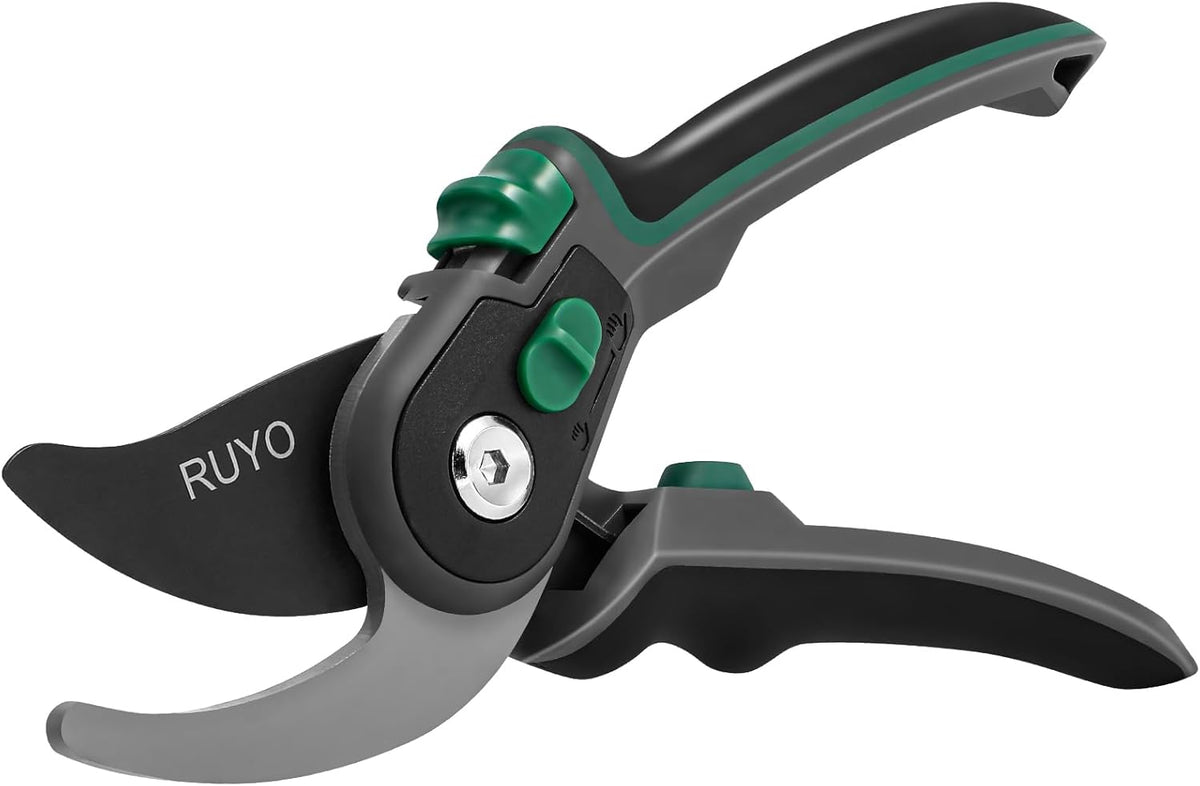 Bypass Pruning Shears, 3/4-Inch Cut Capacity Garden Clippers, Gardening Scissors with Sharp, Rust Resistant Steel Blade (Black, 3/4'')